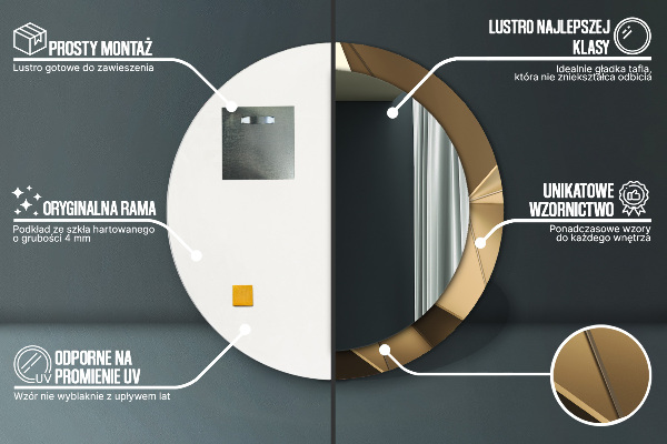 Espelho com moldura impressa redondo Abstrato moderno