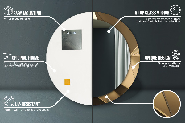 Espelho com moldura impressa redondo Abstrato moderno