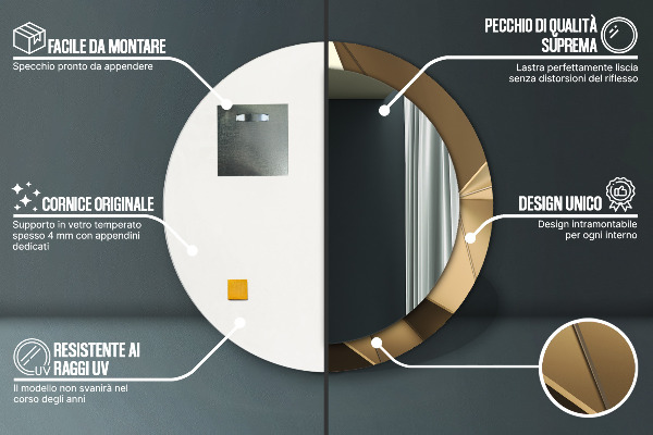 Espelho com moldura impressa redondo Abstrato moderno