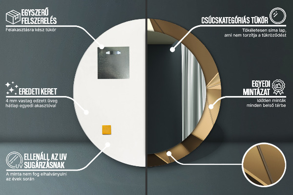 Espelho com moldura impressa redondo Abstrato moderno