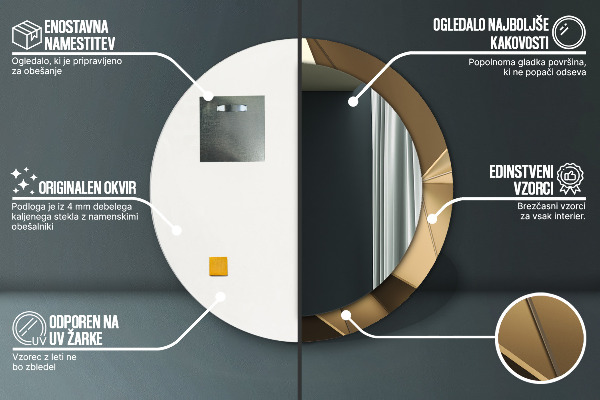 Espelho com moldura impressa redondo Abstrato moderno