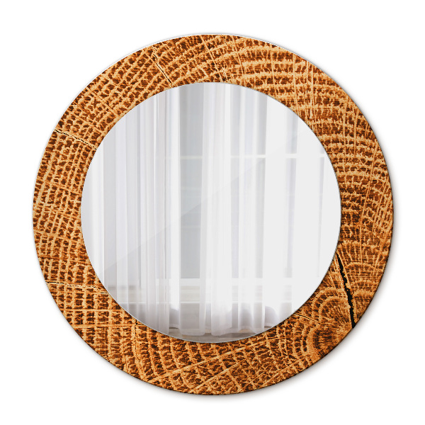 Espelho circular decorativo de parede Madeira de carvalho