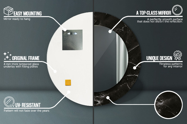 Espelho circular de parede decorativo Pedra de mármore