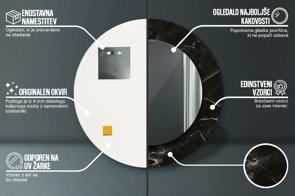 Espelho circular de parede decorativo Pedra de mármore