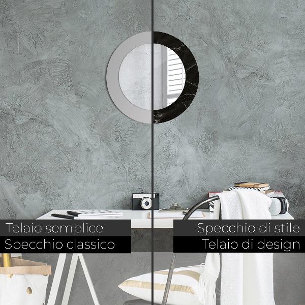 Espelho circular de parede decorativo Pedra de mármore