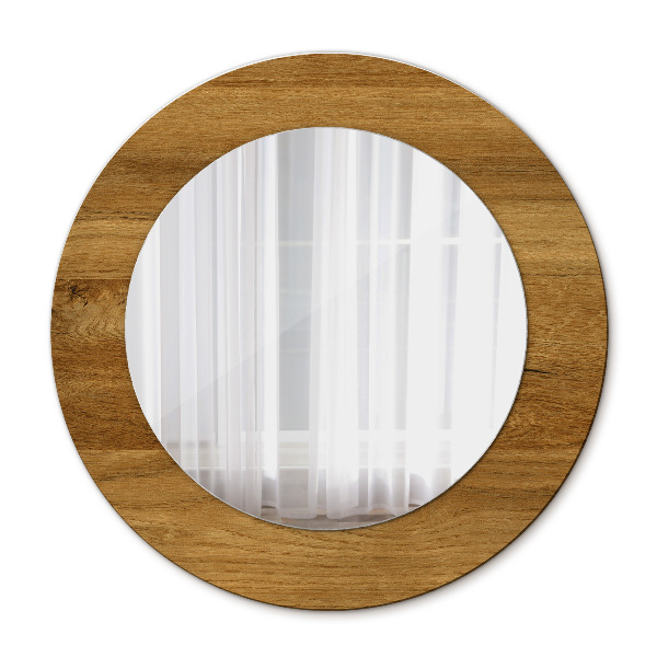Espelho de parede circular decorativo Carvalho rústico