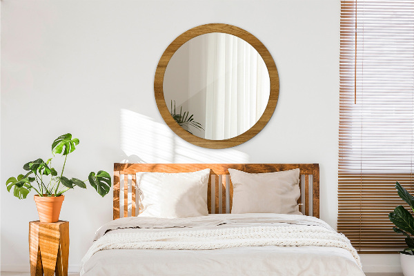 Espelho de parede circular decorativo Carvalho rústico