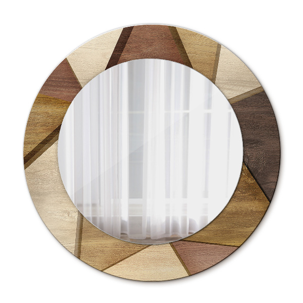 Espelho circular de parede decorativo Madeira geométrica 3d