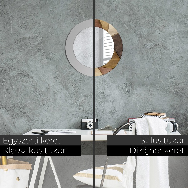Espelho circular de parede decorativo Madeira geométrica 3d