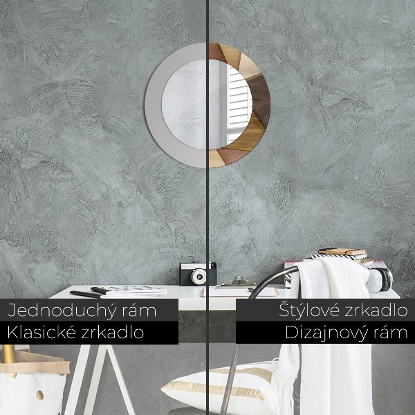 Espelho circular de parede decorativo Madeira geométrica 3d