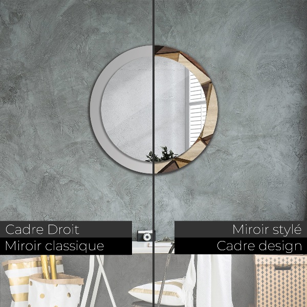 Espelho circular de parede decorativo Madeira geométrica 3d