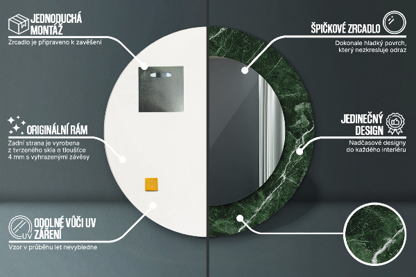 Espelho circular de parede decorativo Mármore verde