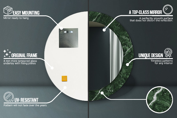 Espelho circular de parede decorativo Mármore verde