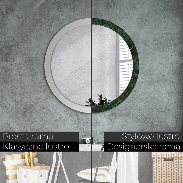 Espelho circular de parede decorativo Mármore verde