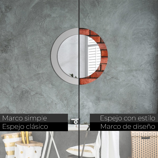 Espelho decorativo de parede redondo Tijolo vermelho