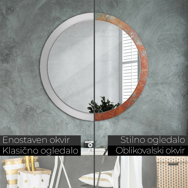 Espelho de parede circular decorativo Metal enferrujado