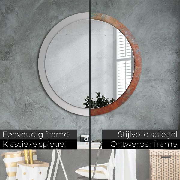 Espelho de parede circular decorativo Metal enferrujado