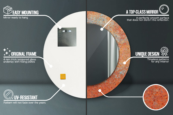 Espelho de parede circular decorativo Metal enferrujado