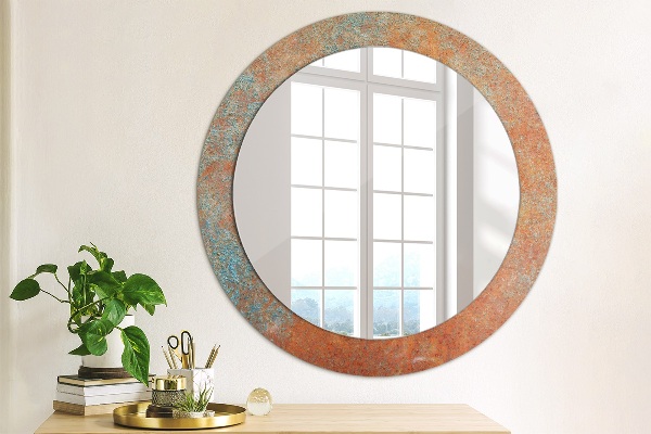 Espelho de parede circular decorativo Metal enferrujado