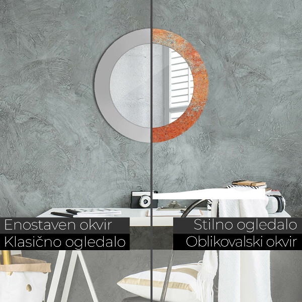 Espelho de parede circular decorativo Metal enferrujado