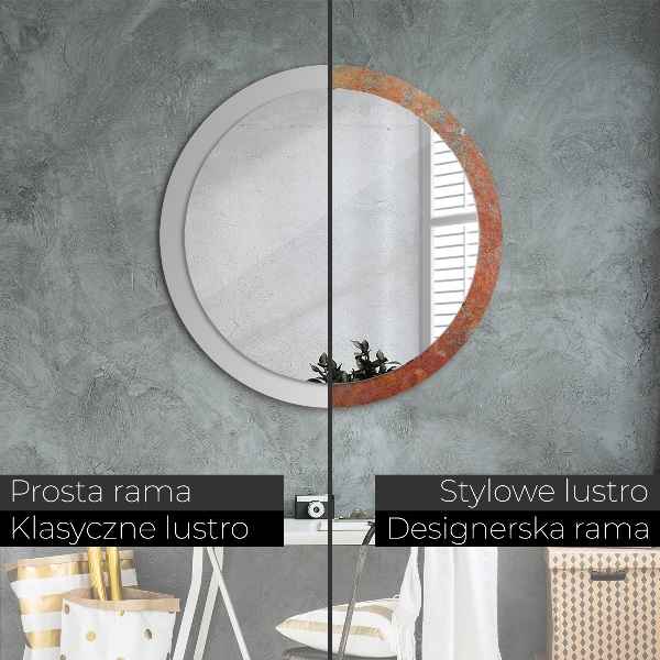 Espelho de parede circular decorativo Metal enferrujado