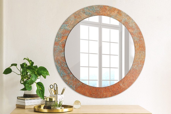 Espelho de parede circular decorativo Metal enferrujado