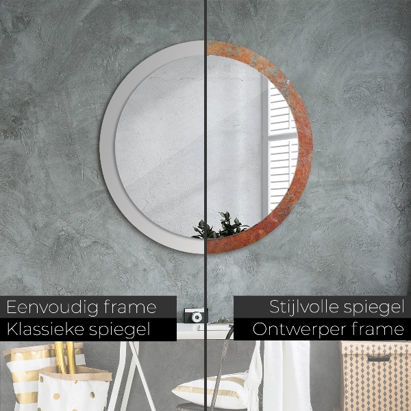 Espelho de parede circular decorativo Metal enferrujado