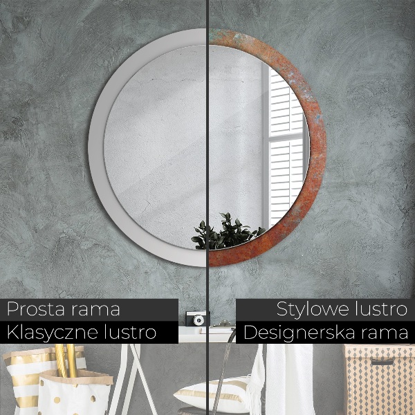Espelho de parede circular decorativo Metal enferrujado