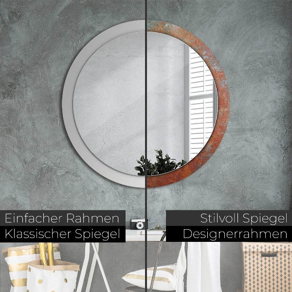 Espelho de parede circular decorativo Metal enferrujado