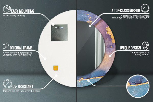 Espelho circular de parede decorativo Pedra de mármore