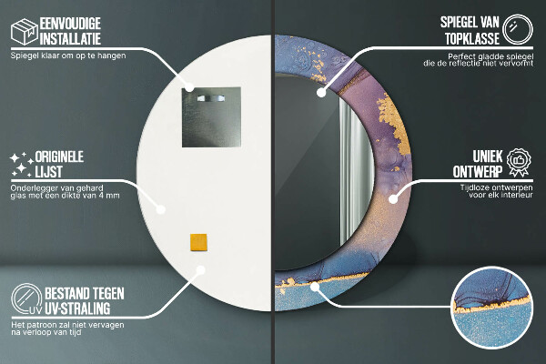 Espelho circular de parede decorativo Pedra de mármore