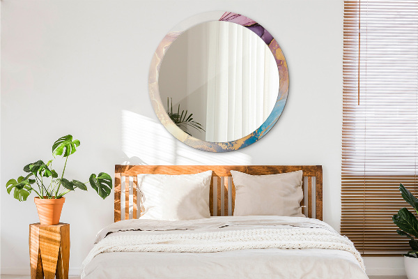 Espelho circular de parede decorativo Pedra de mármore