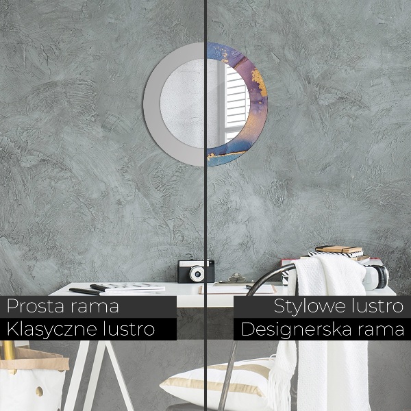 Espelho circular de parede decorativo Pedra de mármore