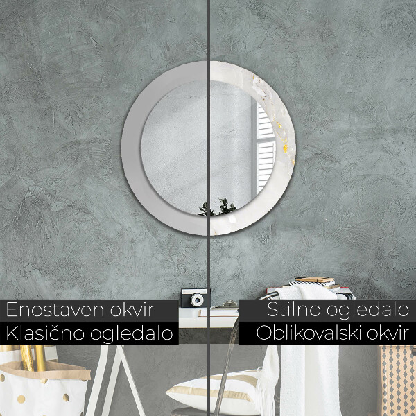 Espelho de parede circular decorativo Mármore brilhante