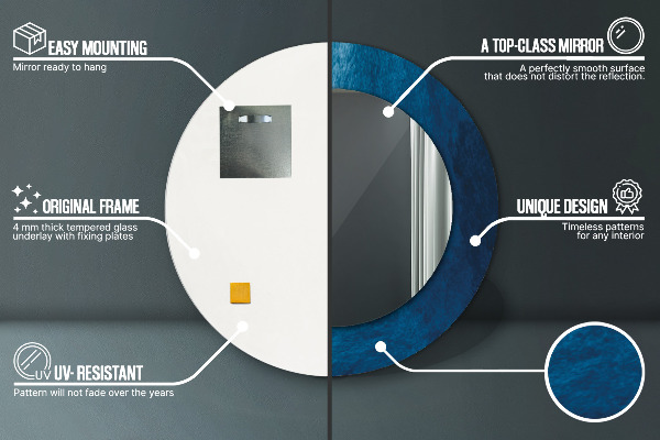 Espelho com moldura impressa redondo Arte abstrata