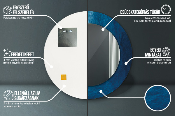 Espelho com moldura impressa redondo Arte abstrata