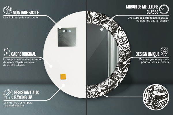 Espelho circular de parede decorativo Fluido abstrato