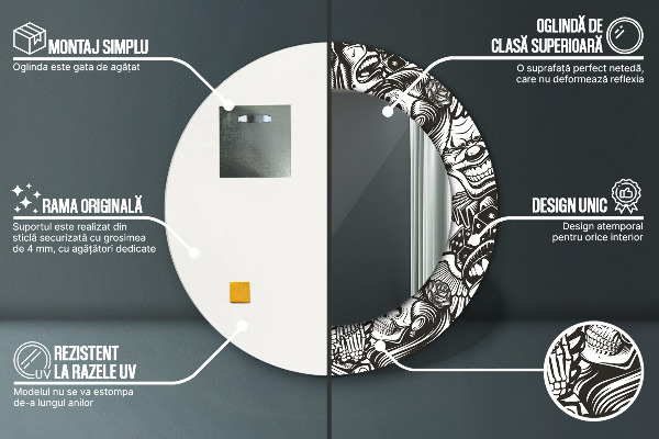 Espelho circular de parede decorativo Fluido abstrato