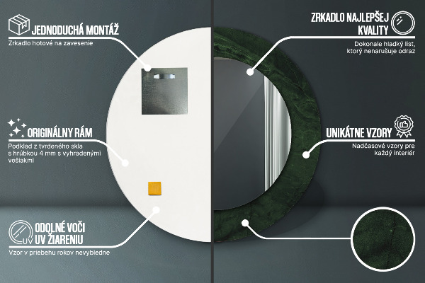 Espelho circular de parede decorativo Mármore verde