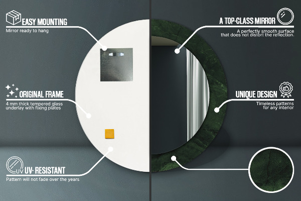 Espelho circular de parede decorativo Mármore verde