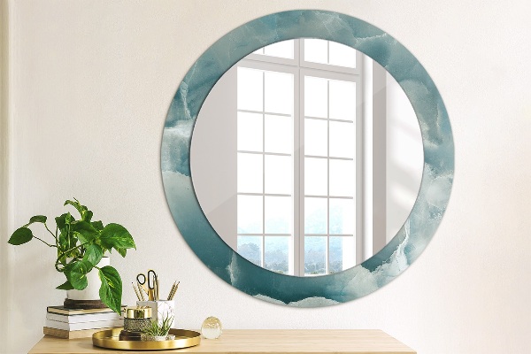 Espelho circular de parede decorativo Mármore azul ônix