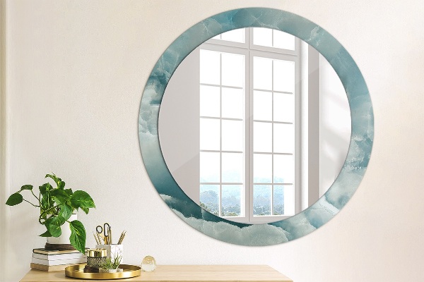 Espelho circular de parede decorativo Mármore azul ônix