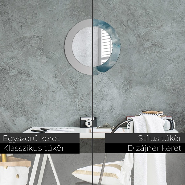 Espelho circular de parede decorativo Mármore azul ônix