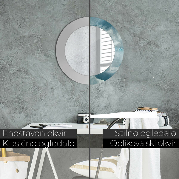 Espelho circular de parede decorativo Mármore azul ônix