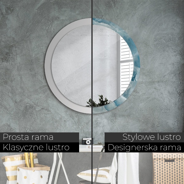 Espelho circular de parede decorativo Mármore azul ônix
