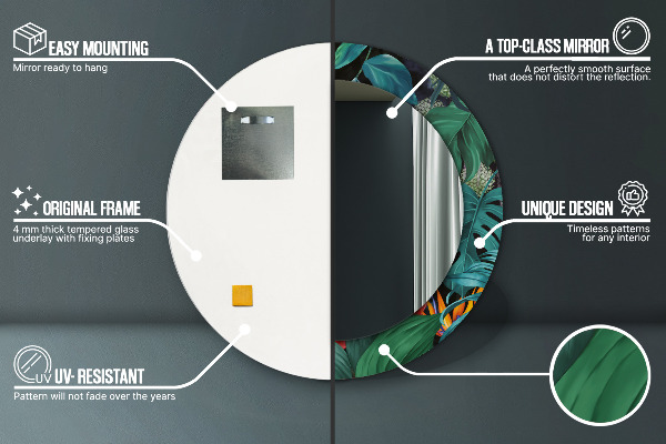 Espelho circular de parede decorativo Floresta numa selva