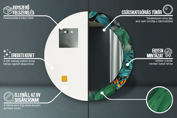 Espelho circular de parede decorativo Floresta numa selva