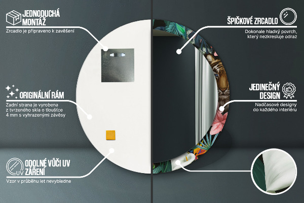 Espelho circular de parede decorativo Floresta numa selva