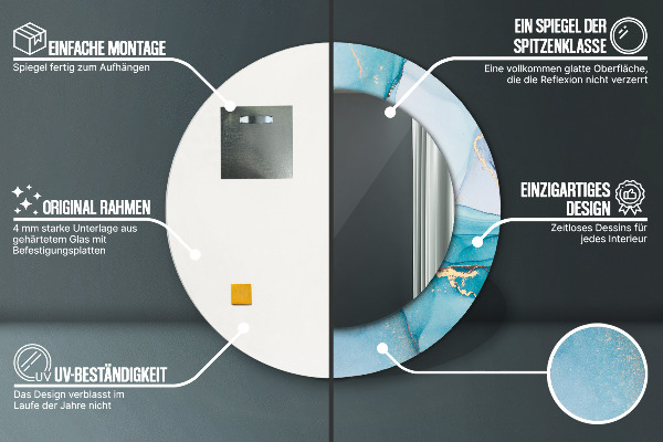 Espelho circular de parede decorativo Fluido abstrato