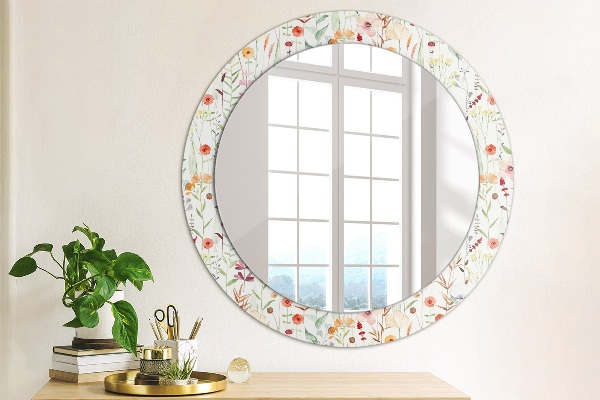 Espelho circular de parede decorativo Flores selvagens